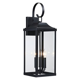 3 - Light Outdoor Wall Light with Clear Glass Lampshade