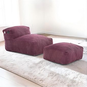 Lufeiya Large Memory Foam Bean Bag Chair with Ottoman, Corduroy