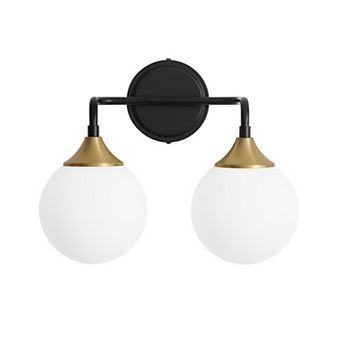 POWLIG 2-Light Dimmable Vanity Light 14.17" Modern Bathroom Fixture with 5.9" Opal Glass Globes
