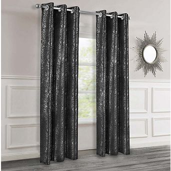 Dainty Home 2-Pack Artistic 100% Blackout Grommet Curtain Panel Pair with 3D Lurex Texture