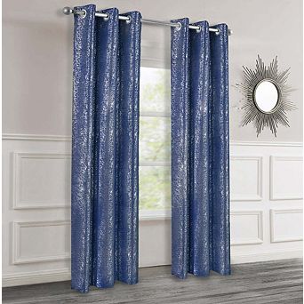 Dainty Home 2-Pack Artistic 100% Blackout Grommet Curtain Panel Pair with 3D Lurex Texture