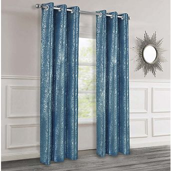 Dainty Home 2-Pack Artistic 100% Blackout Grommet Curtain Panel Pair with 3D Lurex Texture