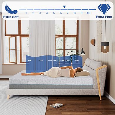 Opoiar 14 Inch Memory Foam Mattress, Dual Firm Flip Design, Cooling Gel High Density Support Bed Mat
