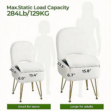 Small Furry Stool With Storage Function, Makeup Chair; Foldable Backrest