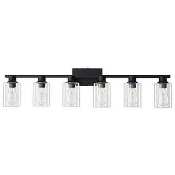 POWLIG 6-Light Dimmable Bathroom Vanity Light 42.7",Modern Cylinder Glass Shades for Makeup & Mirror