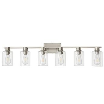 POWLIG 6-Light Dimmable Bathroom Vanity Light 42.7",Modern Cylinder Glass Shades for Makeup & Mirror