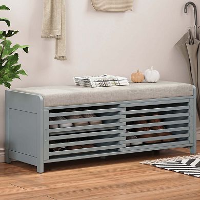 Storage Shoe Bench with Retro Charm for Entryway