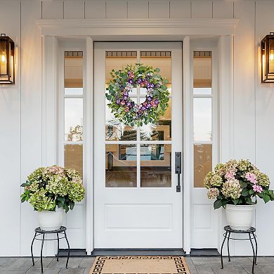 24 Inch Purple Spring Summer Wreath Artificial Wildflower Front Door Indoor Outdoor Decor