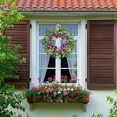 24 Inch Purple Spring Summer Wreath Artificial Wildflower Front Door Indoor Outdoor Decor