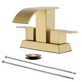 4 in Centerset 2-Handle Bathroom Faucet with Drain Kit, SUS304 Stainless Steel Water Spout Faucet