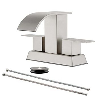 4 in Centerset 2-Handle Bathroom Faucet with Drain Kit, SUS304 Stainless Steel Water Spout Faucet