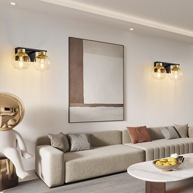 POWLIG 13.7" Modern Vanity Light with Clear Glass Shades, 2-Light Bathroom Fixture for Mirror