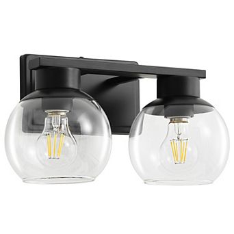POWLIG 13.7" Modern Vanity Light with Clear Glass Shades, 2-Light Bathroom Fixture for Mirror