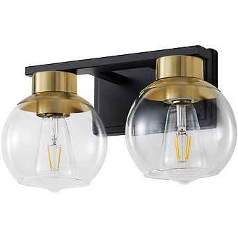POWLIG 13.7" Modern Vanity Light with Clear Glass Shades, 2-Light Bathroom Fixture for Mirror
