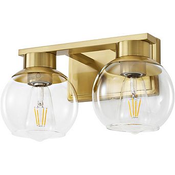 POWLIG 13.7" Modern Vanity Light with Clear Glass Shades, 2-Light Bathroom Fixture for Mirror