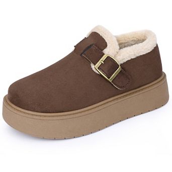 Women's Platform Micro Boots Pull on Flat Shoes Fluffy Snow Boots