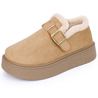 Women's Platform Micro Boots Pull on Flat Shoes Fluffy Snow Boots