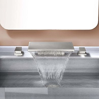 2-Handle 8 in. Widespread Stainless Steel Bathroom Sink Faucet with Water Spout