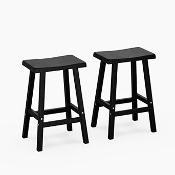 2-Pack 24″ Bar Stool with Footrest, Modern Minimalist, Ergonomic Saddle Seat, Sturdy A-Frame