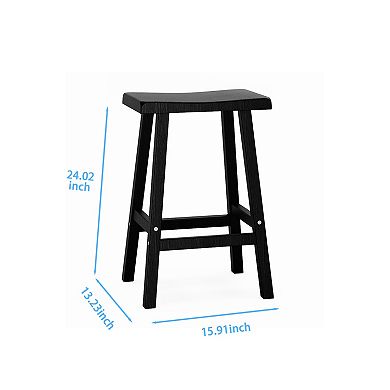 2-Pack 24″ Bar Stool with Footrest, Modern Minimalist, Ergonomic Saddle Seat, Sturdy A-Frame