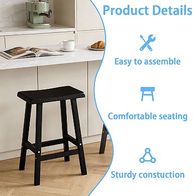 2-Pack 24″ Bar Stool with Footrest, Modern Minimalist, Ergonomic Saddle Seat, Sturdy A-Frame