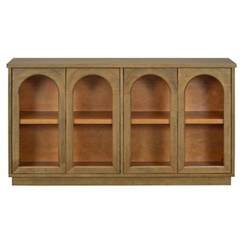 4 Glass Door Large Storage Buffet Cabinet with Adjustable Shelves