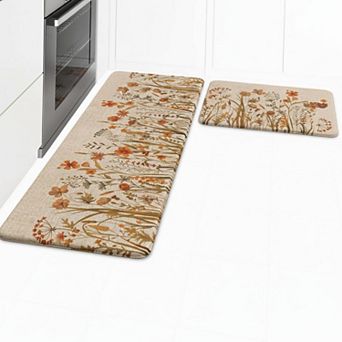 Anti Fatigue Kitchen Mat Set 2 pc Non Slip Cushioned Comfort Standing Desk Farmhouse Floor Mats