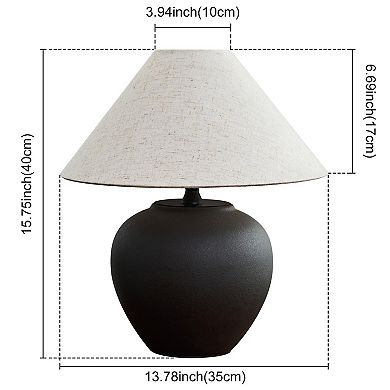 POWLIG Modern Ceramic Table Lamp - Bedside Lamp for Bedroom & Living Room-15.75"