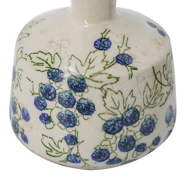 3-set White Ceramic Mini Vases With Blue Berry Motif