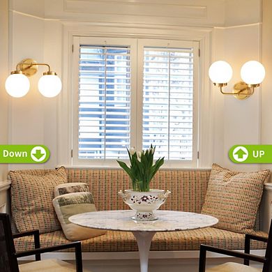 POWLIG 14.17" Vanity Light Fixture, 2-Light Bathroom Mirror Lighting with Milk White Glass Shades