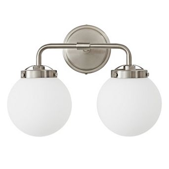POWLIG 14.17" Vanity Light Fixture, 2-Light Bathroom Mirror Lighting with Milk White Glass Shades