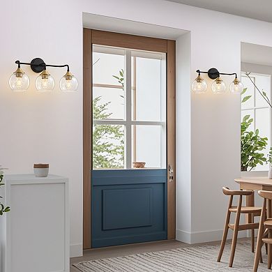 POWLIG 22.44" Vanity Light, 3-Light Dimmable Bathroom Fixture with Clear Glass Shades