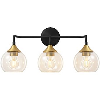 POWLIG 22.44" Vanity Light, 3-Light Dimmable Bathroom Fixture with Clear Glass Shades