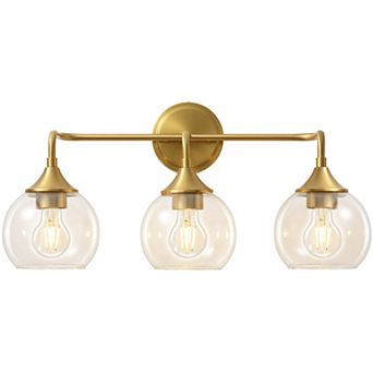 POWLIG 22.44" Vanity Light, 3-Light Dimmable Bathroom Fixture with Clear Glass Shades