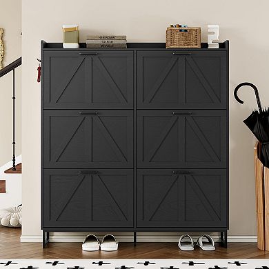 Narrow Flip Drawer Shoe Cabinet for Entryways and Hallways