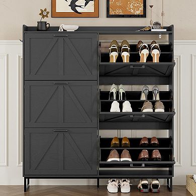 Narrow Flip Drawer Shoe Cabinet for Entryways and Hallways