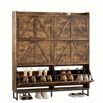 Narrow Flip Drawer Shoe Cabinet for Entryways and Hallways