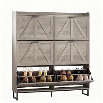 Narrow Flip Drawer Shoe Cabinet for Entryways and Hallways