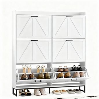 Narrow Flip Drawer Shoe Cabinet for Entryways and Hallways