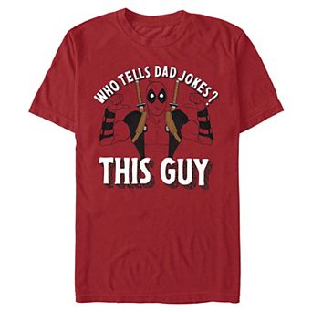 Men's Marvel Father's Day Deadpool Who Tells Dad Jokes? Graphic Tee