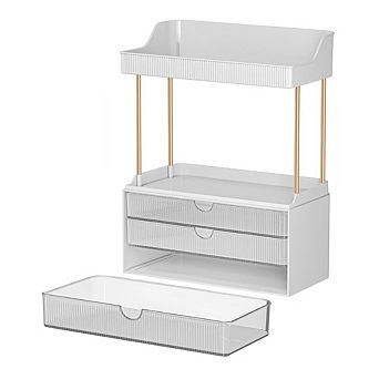 Great Ambitions 5 tier Clear Makeup Organizer Drawers: 12.2"W for Skincare, Perfume, Vanity