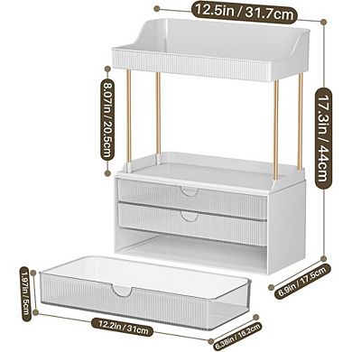 Great Ambitions 5-Tier Clear Makeup Organizer Drawers: 12.2"W for Skincare, Perfume, Vanity