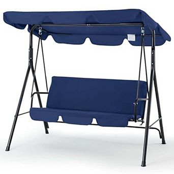3 Person Metal Patio Swing with Removable Cushion Outdoor Porch Swing Chair