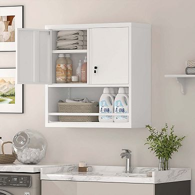 Metal Adjustable 2 Doors Metal Kitchen Pantry Cabinet With Adjustable Shelves