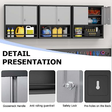 Metal Adjustable 2 Doors Metal Kitchen Pantry Cabinet With Adjustable Shelves