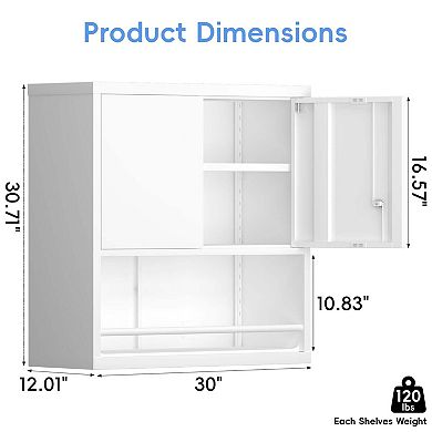 Metal Adjustable 2 Doors Metal Kitchen Pantry Cabinet With Adjustable Shelves