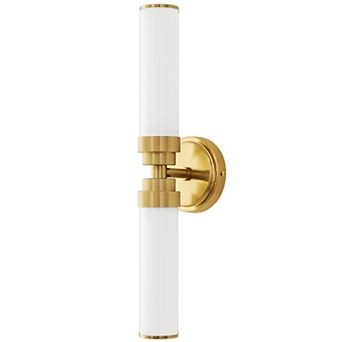 POWLIG 20.3" Modern Wall Sconce - 2-Light Dimmable Fixture with Milky White Glass Shade