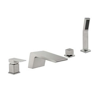 2 Handles Roman Tub Faucet with Hand Shower, Tub Mount Waterflow Spout