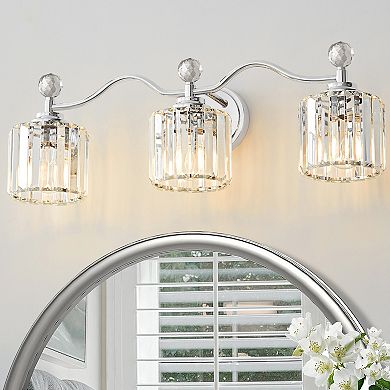 POWLIG Dimmable Vanity Light - Modern Bathroom Transitional Fixture with Crystal Shades