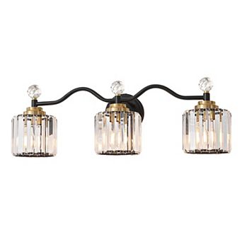 POWLIG Dimmable Vanity Light - Modern Bathroom Transitional Fixture with Crystal Shades